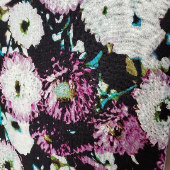 BCBG MaxAzria XSmall Long Sleeve Purple Blue Floral V-neck Bodycon Tori … - Picture 3 of 12